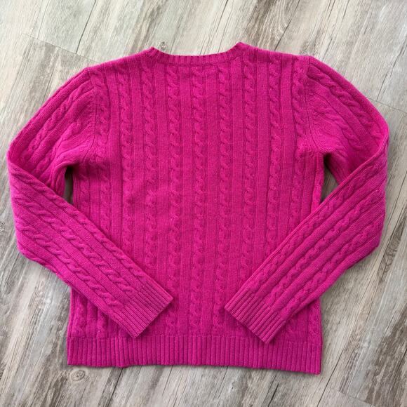 Lauren Ralph Lauren Women 100% Cashmere Cable Knit Sweater Hot Pink Small Luxury - Picture 2 of 9